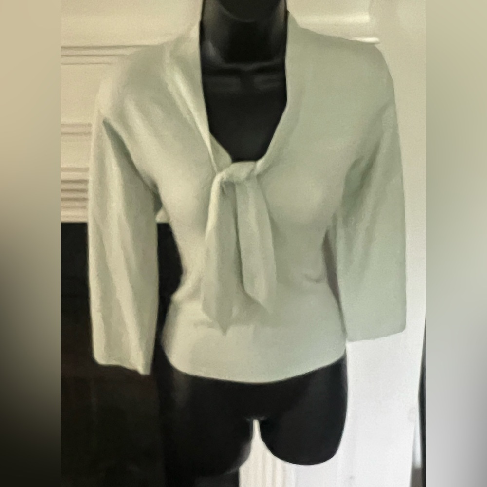 Off-white slight gray/blue Josephine Chaus Petite light sweater 100% summer